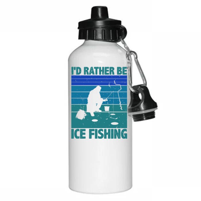 I'd Rather Be Ice Fishing Hobby Retro Gift Aluminum Water Bottle