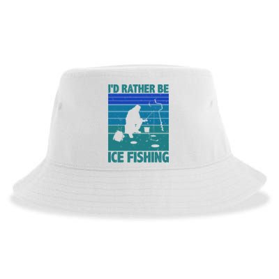 I'd Rather Be Ice Fishing Hobby Retro Gift Sustainable Bucket Hat