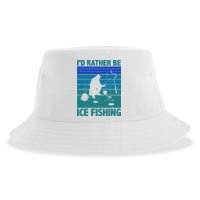 I'd Rather Be Ice Fishing Hobby Retro Gift Sustainable Bucket Hat