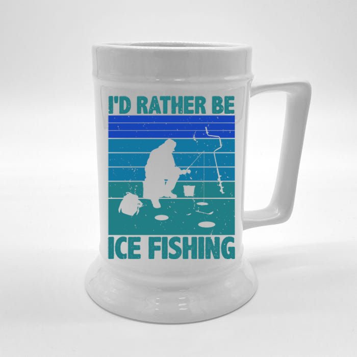 I'd Rather Be Ice Fishing Hobby Retro Gift Beer Stein