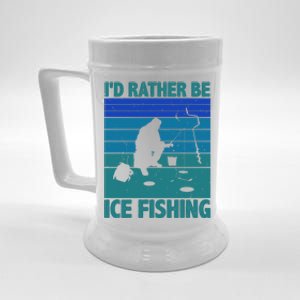 I'd Rather Be Ice Fishing Hobby Retro Gift Beer Stein