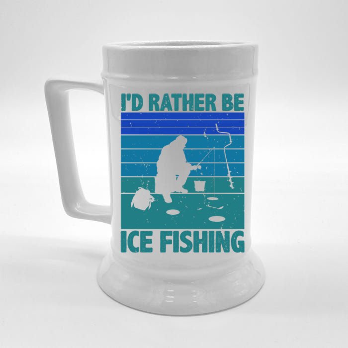 I'd Rather Be Ice Fishing Hobby Retro Gift Beer Stein