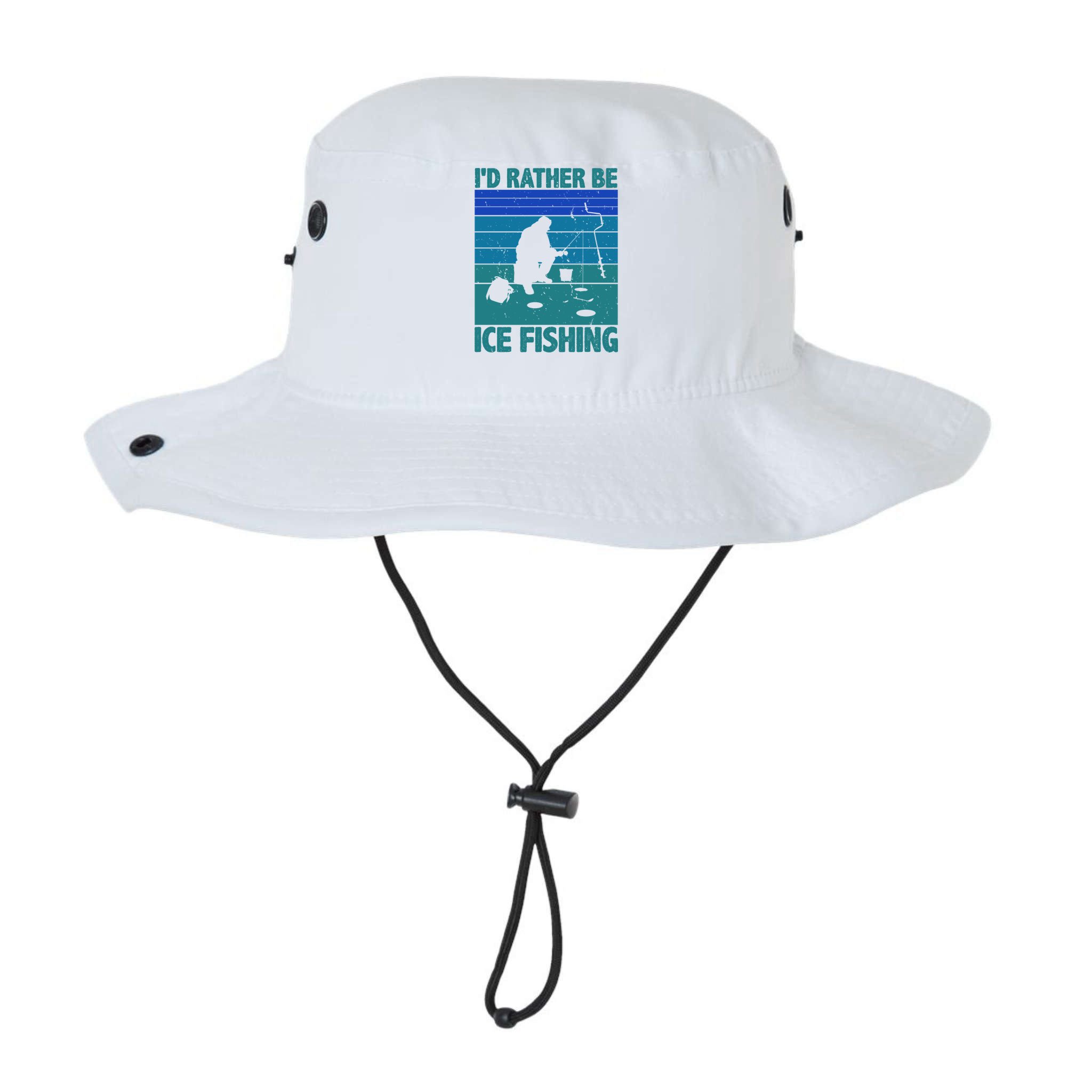 I'd Rather Be Ice Fishing Hobby Retro Gift Bucket Hat