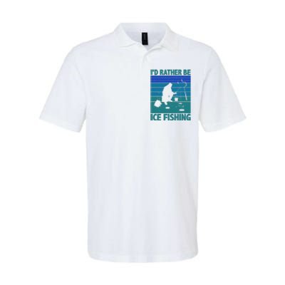 I'd Rather Be Ice Fishing Hobby Retro Gift Softstyle Adult Sport Polo