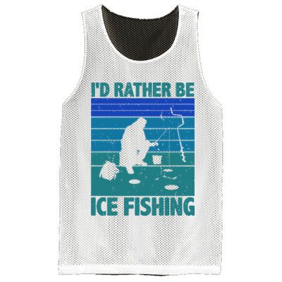 I'd Rather Be Ice Fishing Hobby Retro Gift Mesh Reversible Basketball Jersey Tank