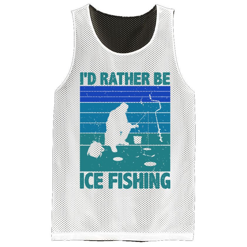 I'd Rather Be Ice Fishing Hobby Retro Gift Mesh Reversible Basketball Jersey Tank