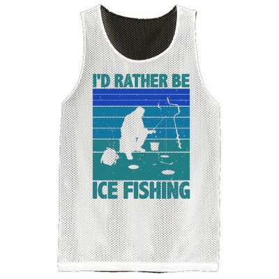 I'd Rather Be Ice Fishing Hobby Retro Gift Mesh Reversible Basketball Jersey Tank