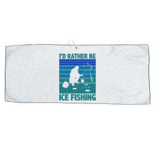 I'd Rather Be Ice Fishing Hobby Retro Gift Large Microfiber Waffle Golf Towel