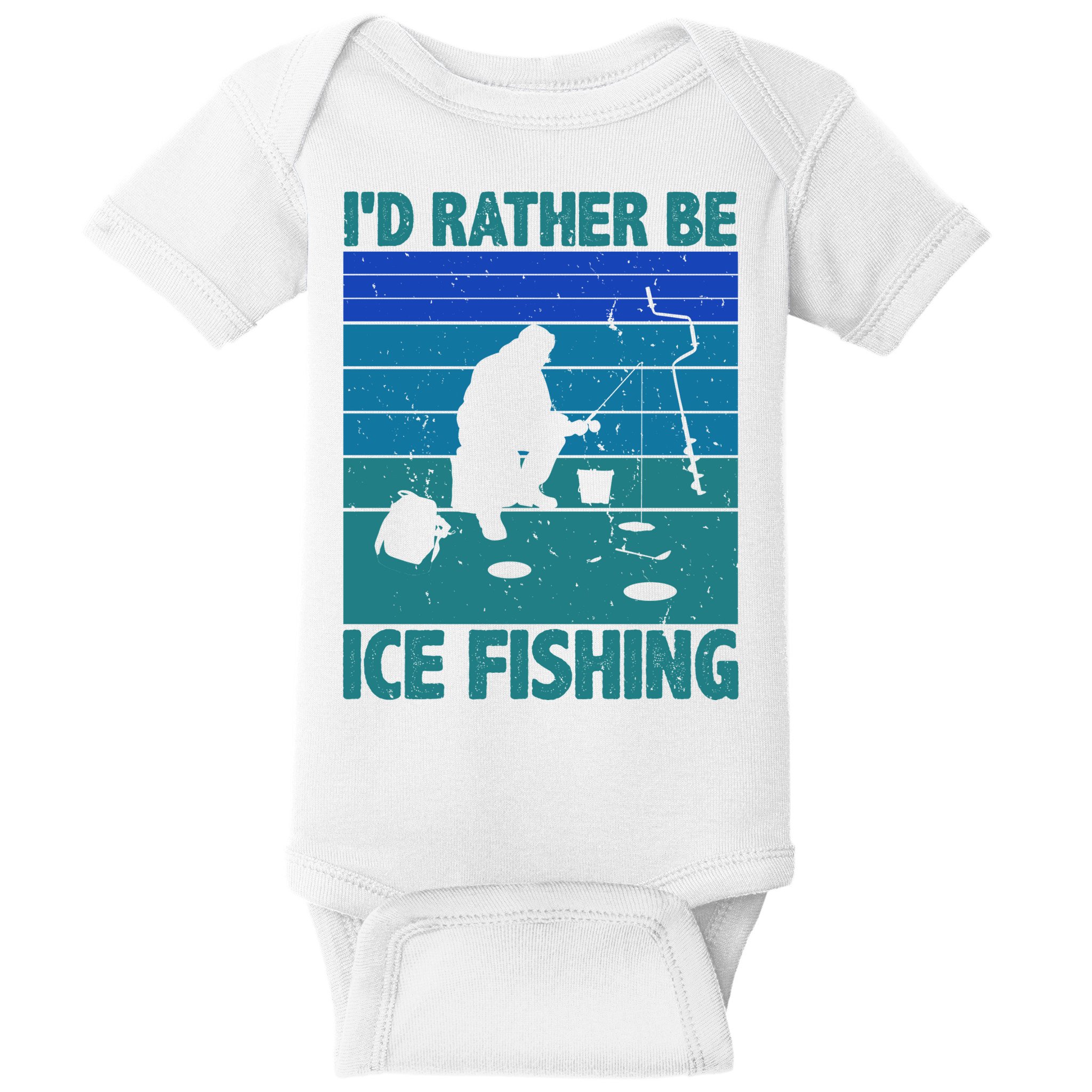 I'd Rather Be Ice Fishing Hobby Retro Gift Baby Bodysuit