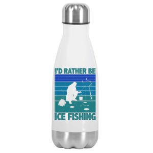 I'd Rather Be Ice Fishing Hobby Retro Gift Stainless Steel Insulated Water Bottle