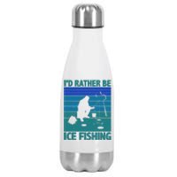 I'd Rather Be Ice Fishing Hobby Retro Gift Stainless Steel Insulated Water Bottle