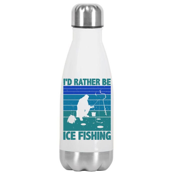 I'd Rather Be Ice Fishing Hobby Retro Gift Stainless Steel Insulated Water Bottle