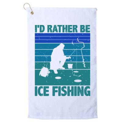 I'd Rather Be Ice Fishing Hobby Retro Gift Golf Towel