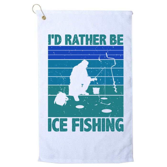 I'd Rather Be Ice Fishing Hobby Retro Gift Golf Towel