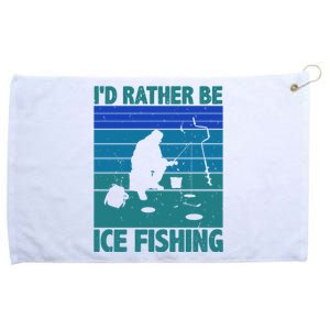 I'd Rather Be Ice Fishing Hobby Retro Gift Grommeted Golf Towel