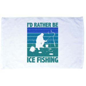 I'd Rather Be Ice Fishing Hobby Retro Gift Microfiber Hand Towel