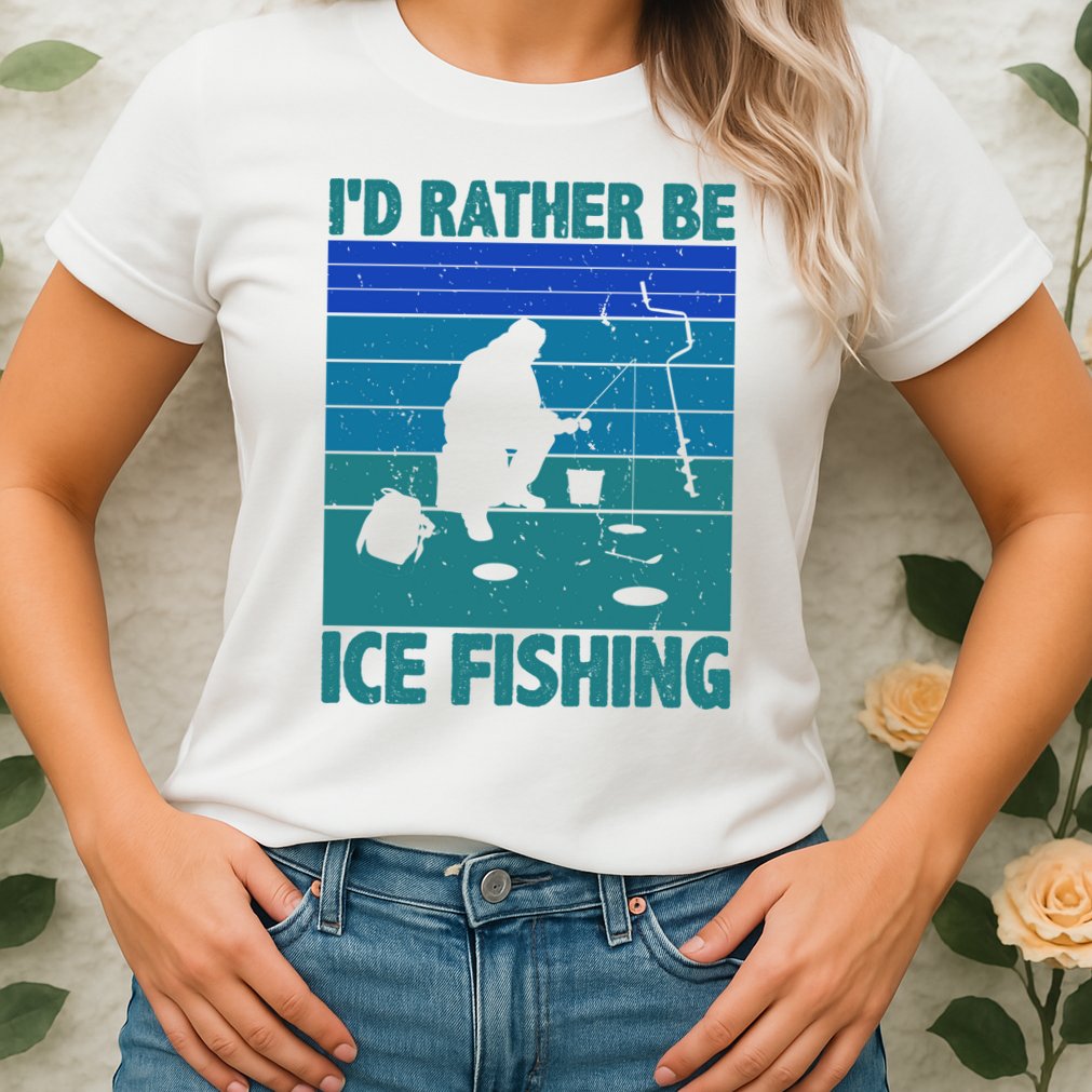 I'd Rather Be Ice Fishing Hobby Retro Gift Womens T-Shirt
