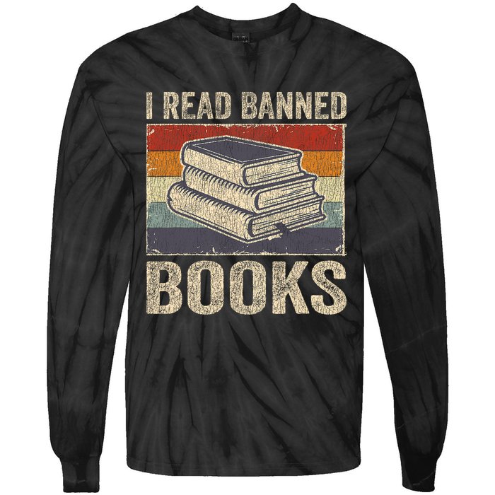 I Read Banned Books Week Librarian Freedom Reader Nerd Tie-Dye Long Sleeve Shirt