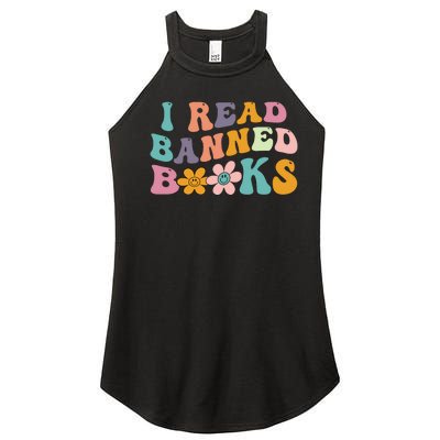 I Read Banned Books Retro Wavy Women’s Perfect Tri Rocker Tank