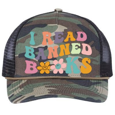 I Read Banned Books Retro Wavy Retro Rope Trucker Hat Cap