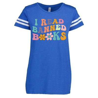 I Read Banned Books Retro Wavy Enza Ladies Jersey Football T-Shirt