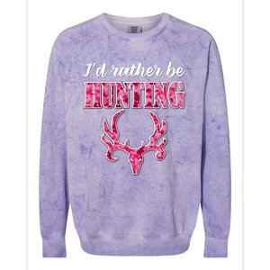 I'd Rather Be Hunting Deer Skull Pink Camo Pattern Print Mom Great Gift Colorblast Crewneck Sweatshirt