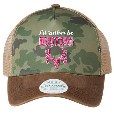 I'd Rather Be Hunting Deer Skull Pink Camo Pattern Print Mom Great Gift Legacy Tie Dye Trucker Hat