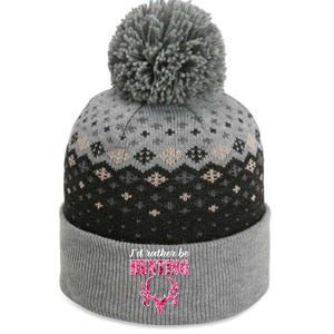 I'd Rather Be Hunting Deer Skull Pink Camo Pattern Print Mom Great Gift The Baniff Cuffed Pom Beanie