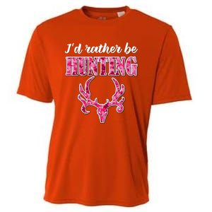 I'd Rather Be Hunting Deer Skull Pink Camo Pattern Print Mom Great Gift Cooling Performance Crew T-Shirt