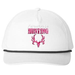 I'd Rather Be Hunting Deer Skull Pink Camo Pattern Print Mom Great Gift Snapback Five-Panel Rope Hat