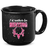 I'd Rather Be Hunting Deer Skull Pink Camo Pattern Print Mom Great Gift 15oz Campfire Ceramic Mug