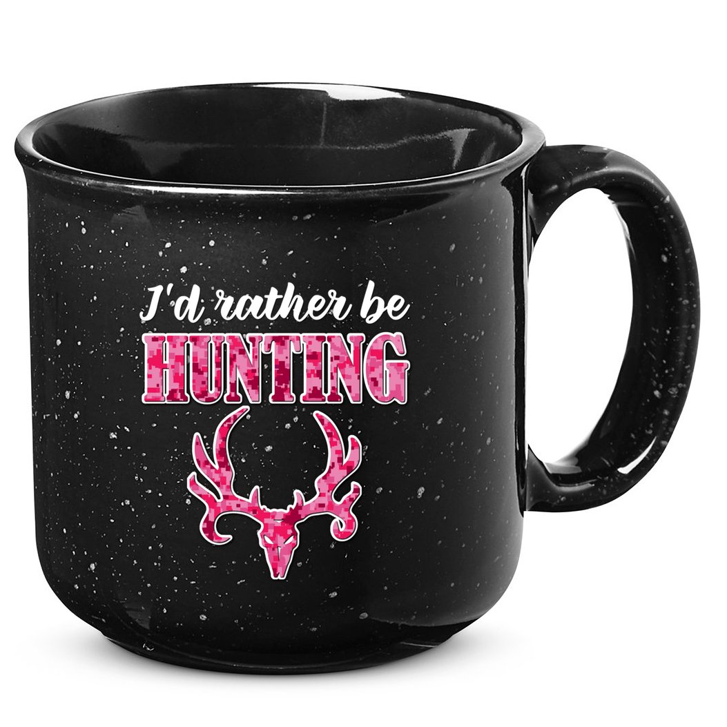 I'd Rather Be Hunting Deer Skull Pink Camo Pattern Print Mom Great Gift 15oz Campfire Ceramic Mug