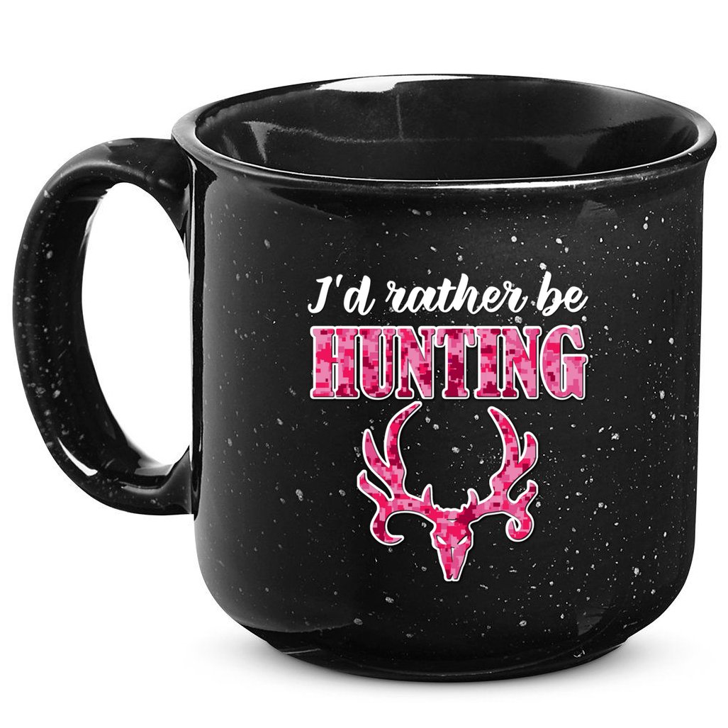 I'd Rather Be Hunting Deer Skull Pink Camo Pattern Print Mom Great Gift 15oz Campfire Ceramic Mug