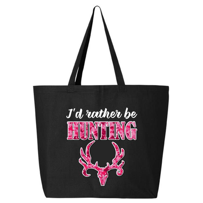 I'd Rather Be Hunting Deer Skull Pink Camo Pattern Print Mom Great Gift 25L Jumbo Tote