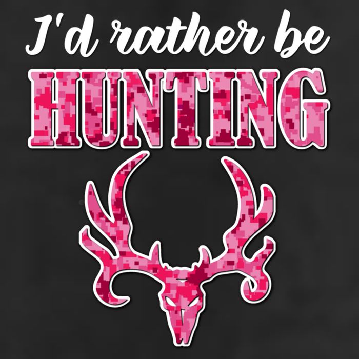 I'd Rather Be Hunting Deer Skull Pink Camo Pattern Print Mom Great Gift 25L Jumbo Tote