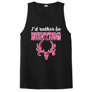 I'd Rather Be Hunting Deer Skull Pink Camo Pattern Print Mom Great Gift PosiCharge Competitor Tank