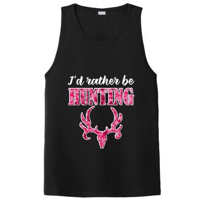 I'd Rather Be Hunting Deer Skull Pink Camo Pattern Print Mom Great Gift PosiCharge Competitor Tank