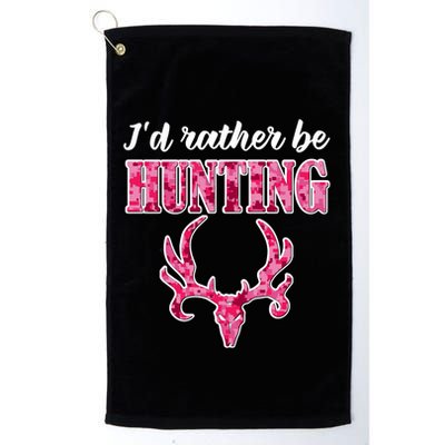 I'd Rather Be Hunting Deer Skull Pink Camo Pattern Print Mom Great Gift Golf Towel