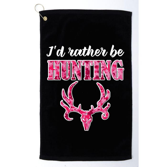 I'd Rather Be Hunting Deer Skull Pink Camo Pattern Print Mom Great Gift Golf Towel