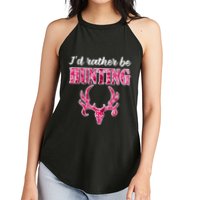 I'd Rather Be Hunting Deer Skull Pink Camo Pattern Print Mom Great Gift Women's Perfect Tri Rocker Tank
