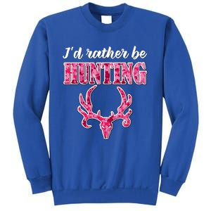 I'd Rather Be Hunting Deer Skull Pink Camo Pattern Print Mom Great Gift Sweatshirt