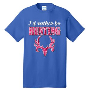 I'd Rather Be Hunting Deer Skull Pink Camo Pattern Print Mom Great Gift Tall T-Shirt