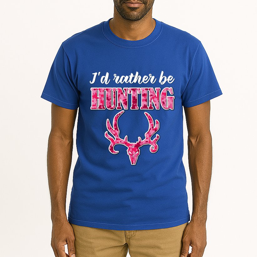 I'd Rather Be Hunting Deer Skull Pink Camo Pattern Print Mom Great Gift Tall T-Shirt