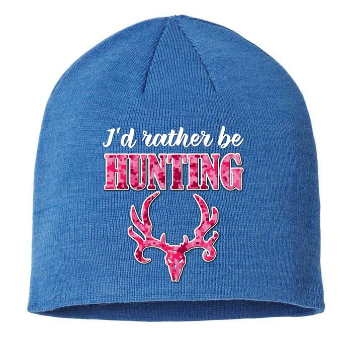 I'd Rather Be Hunting Deer Skull Pink Camo Pattern Print Mom Great Gift Sustainable Beanie