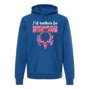 I'd Rather Be Hunting Deer Skull Pink Camo Pattern Print Mom Great Gift Premium Hoodie