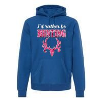 I'd Rather Be Hunting Deer Skull Pink Camo Pattern Print Mom Great Gift Premium Hoodie