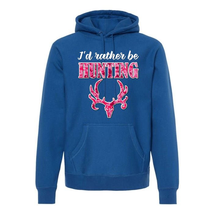 I'd Rather Be Hunting Deer Skull Pink Camo Pattern Print Mom Great Gift Premium Hoodie