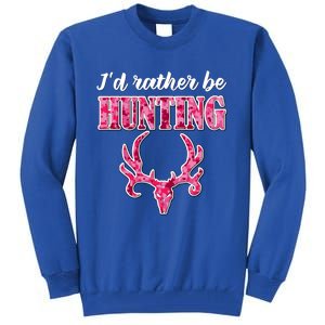 I'd Rather Be Hunting Deer Skull Pink Camo Pattern Print Mom Great Gift Tall Sweatshirt