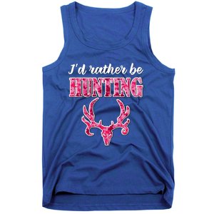 I'd Rather Be Hunting Deer Skull Pink Camo Pattern Print Mom Great Gift Tank Top