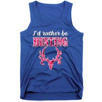 I'd Rather Be Hunting Deer Skull Pink Camo Pattern Print Mom Great Gift Tank Top